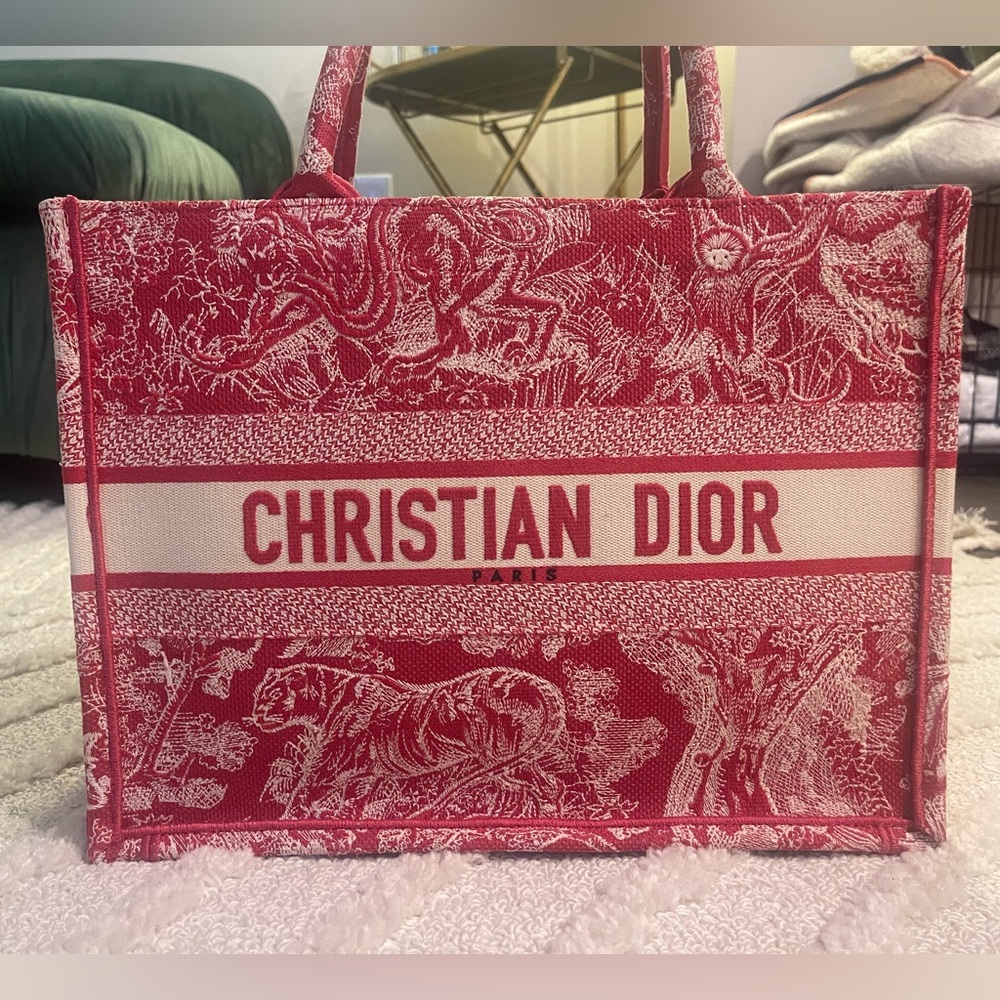 SMALL DIOR BOOK TOTE
Raspberry Toile de Jouy Reverse Embroidery